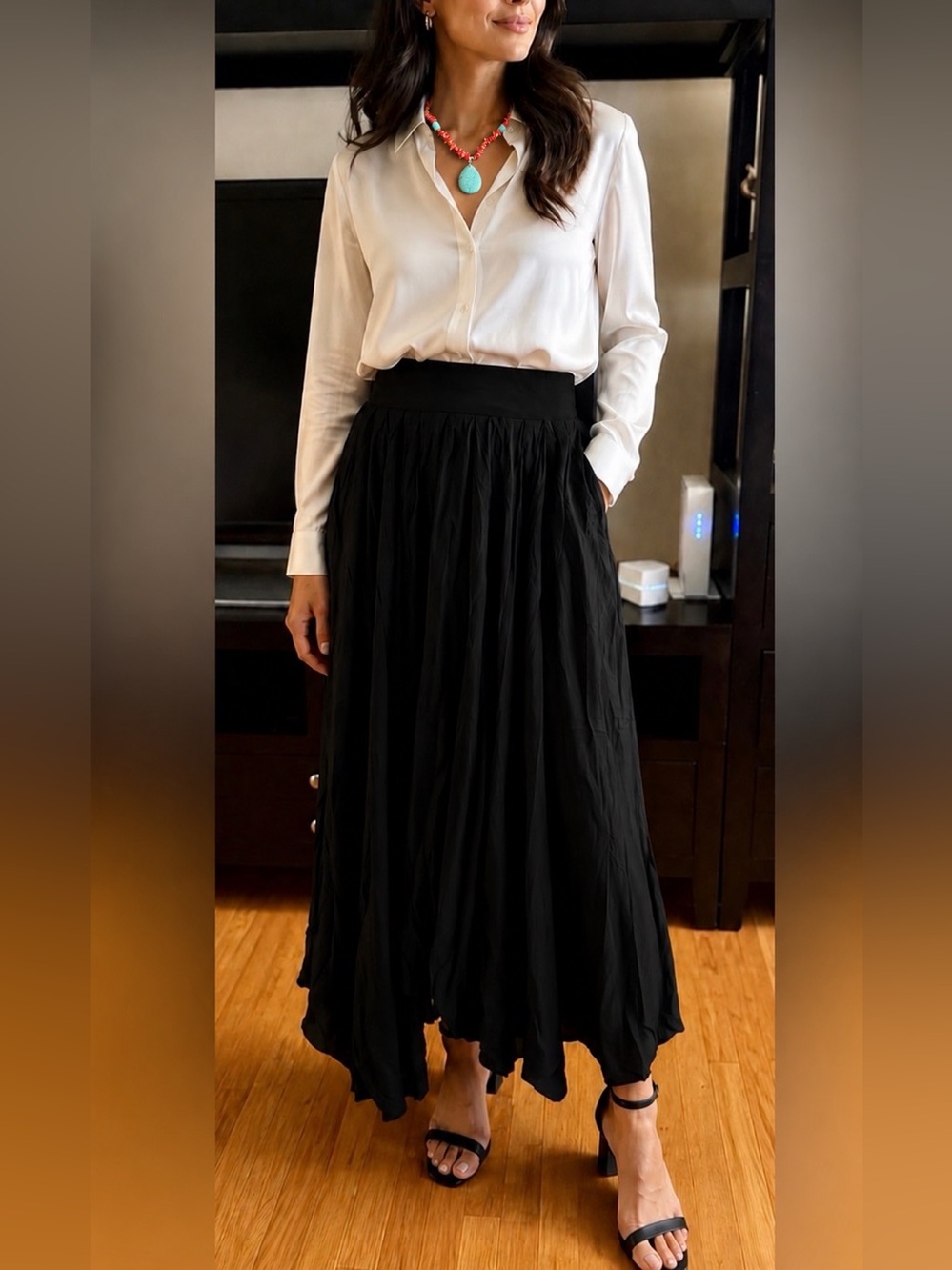 Rhea Moscow Asymmetrical Skirt in Black size S/M